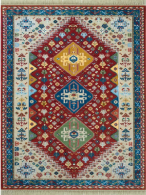 فرش ماشینی فرش رادین طرح گبه آباده 2 رنگ زمینه لاک